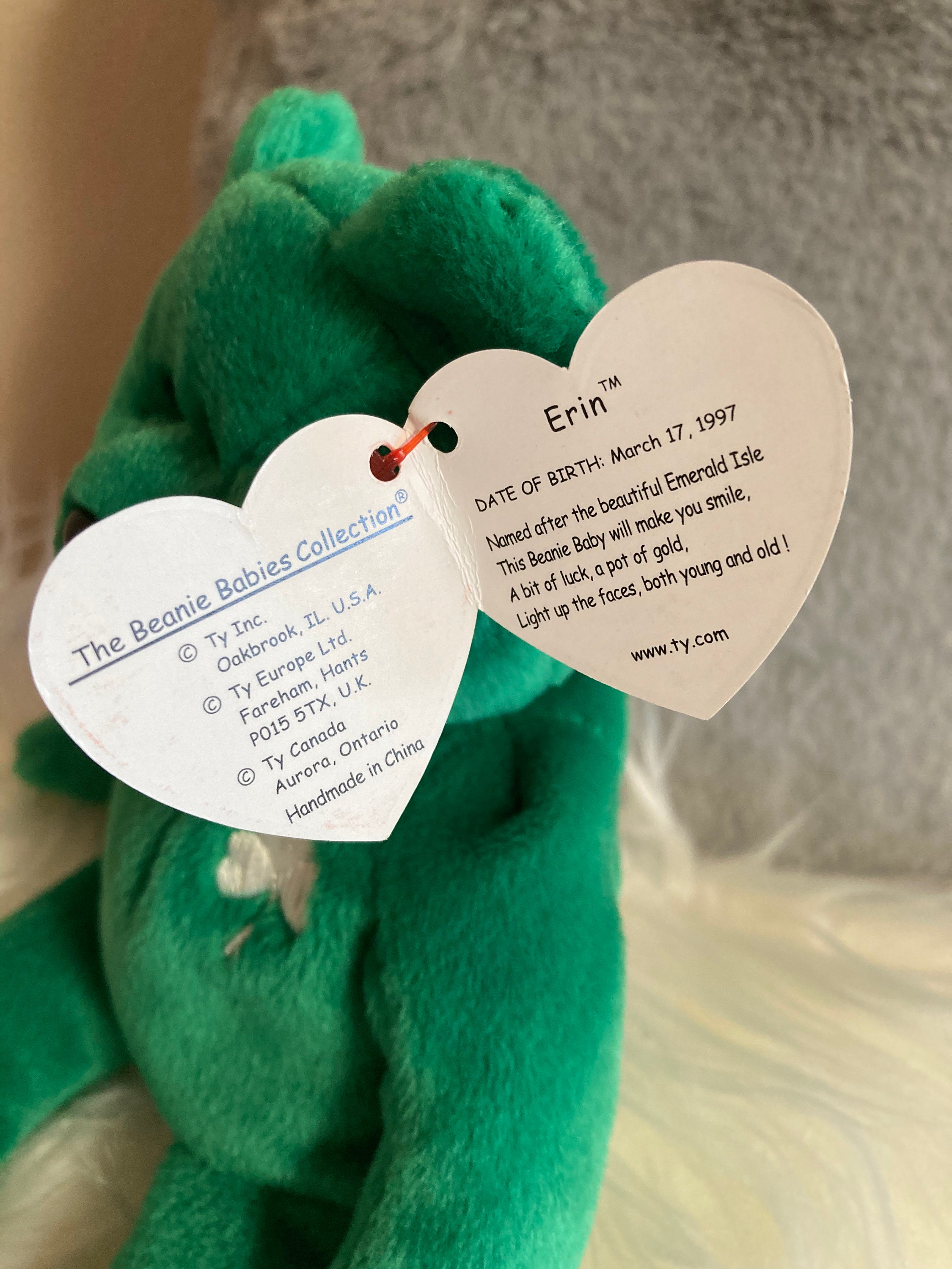 Vintage Ty Erin Beanie Baby with Tag Errors Etsy
