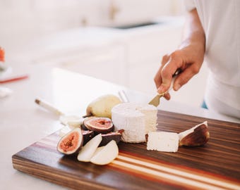 Striped Wood Cutting Board: Walnut, Maple and Cherry Serving Tray