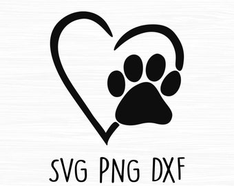 Download Dog Paw Heart Svg Etsy