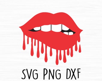 Vinyl Silhouette Sticker Pdf Png Dxf Eps Stencil Red Lips Svg Decal Lips Bite Svg Vector Cut file for Cricut Pin