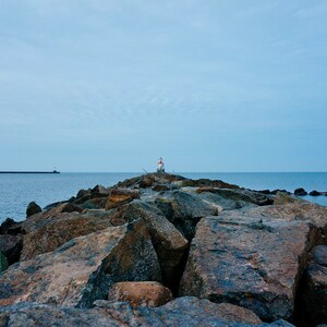 Lighthouse looking out over Lake Superior, Landscape Photography, Digital Print, Wall Art