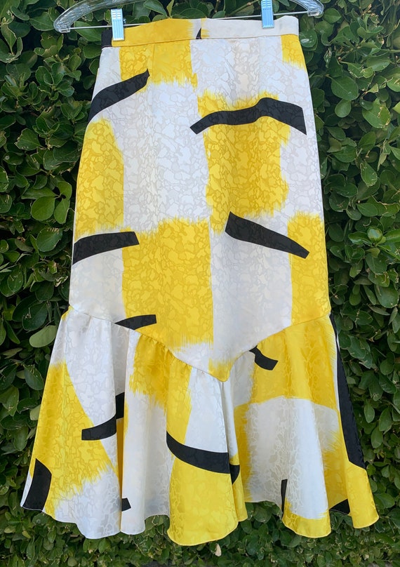 Vintage 1980s Bally Skirt, Yellow Black & White Sk