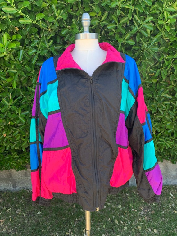 Bright Colorful Circa 80s-90s Vintage Windbreaker… - image 1