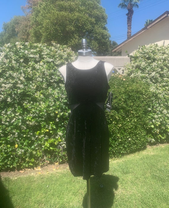 SilverSlipperShop Vintage 90s Black Velvet Dress, Goth Dress, Grunge Dress, Summer Dress, Hole Dress, Witchy Sheer Cutout Dress, All That Jazz Mini Dress,