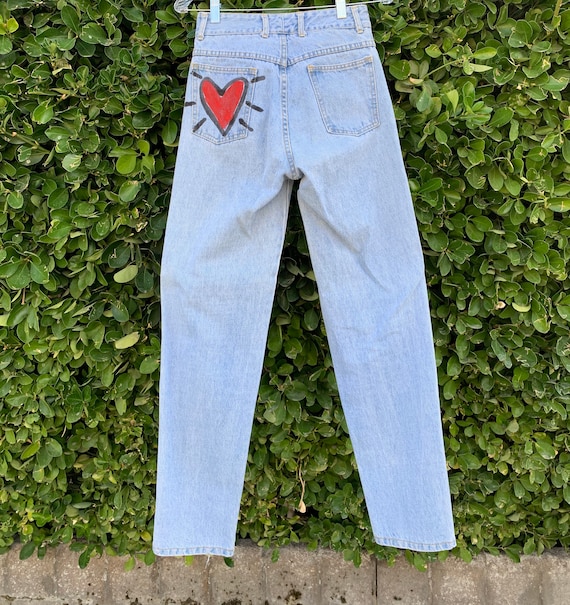 Buy Vintage 90s High Waisted Hand Painted Jeans, Hand Painted Mom 