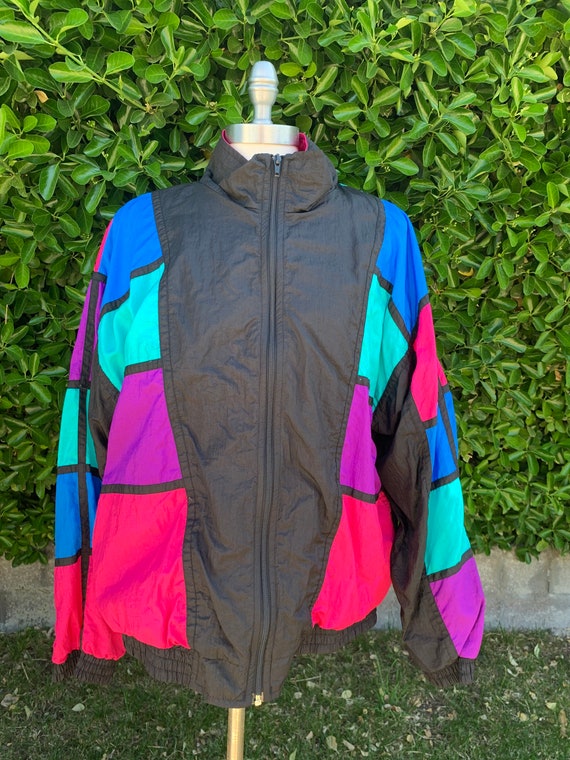 Bright Colorful Circa 80s-90s Vintage Windbreaker… - image 2