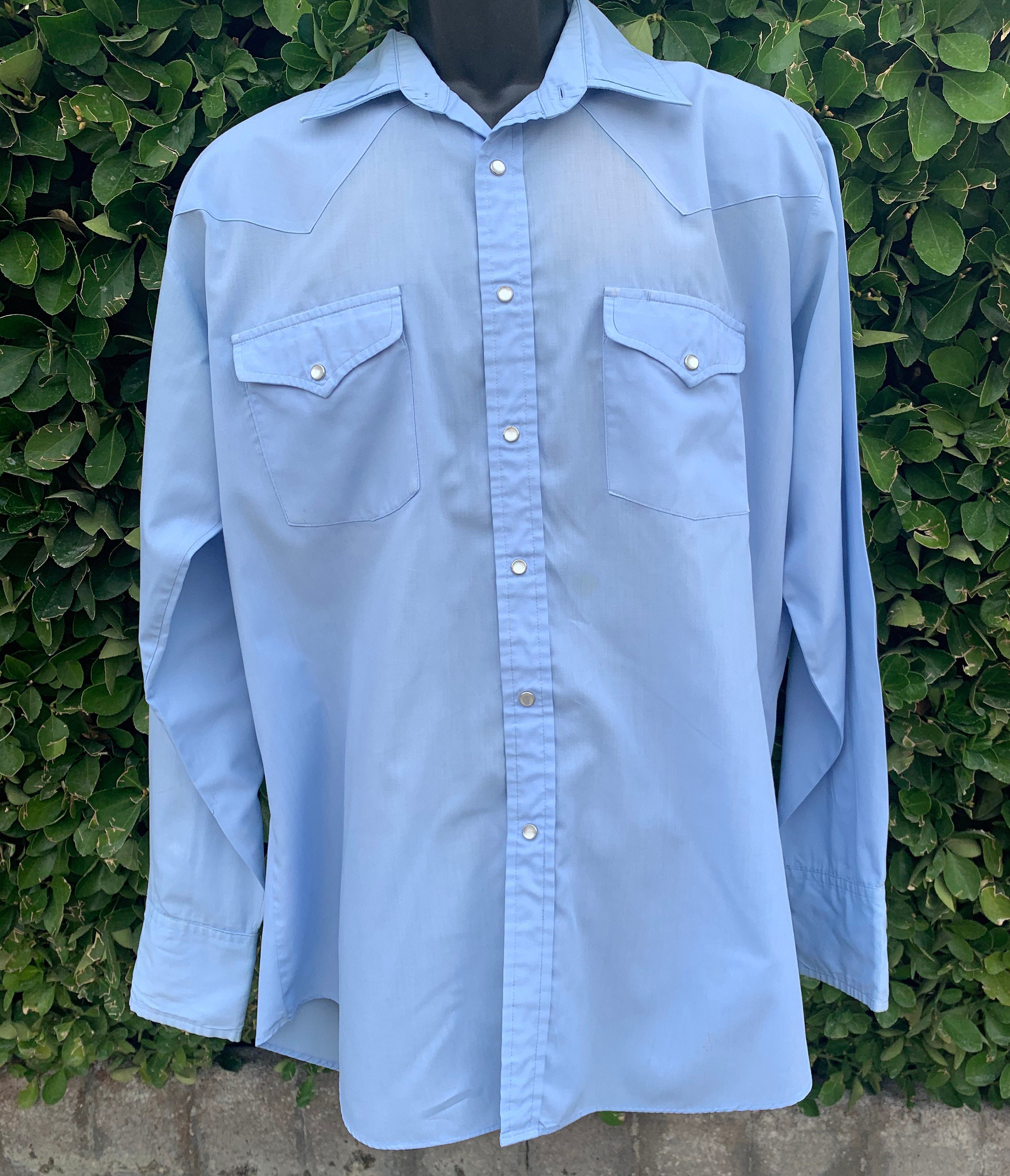 Blue Pearl Snap Shirt Size 16.5 35 