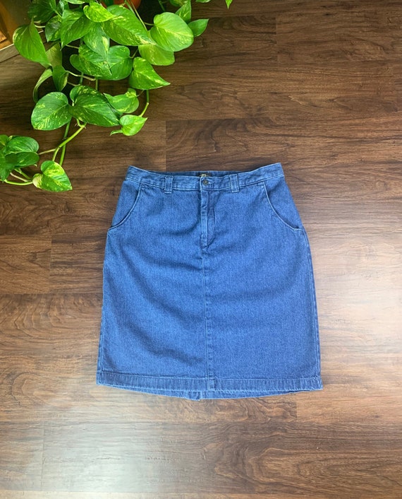 Vintage Lee Casuals Jean Skirt, Midi Denim Skirt, 