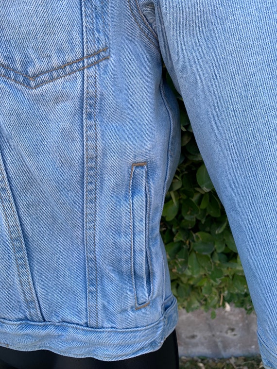 Vintage 80s Light Wash Oversized Denim Jacket by … - image 6