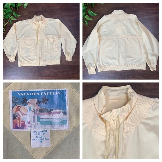 Vintage Vacation Express 80s Yellow Bomber Lightweight Jacket Mens Medium Unisex Oversized Coat Etsy