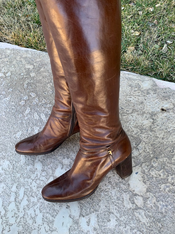 Vintage Salvatore Ferragamo 70s Leather Boots, Rid