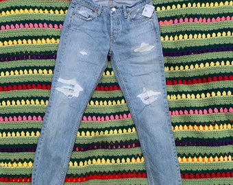 RE/DONE Originals Distressed Denim, New With Tags, Designer Denim, Size 27, Cropped Jeans