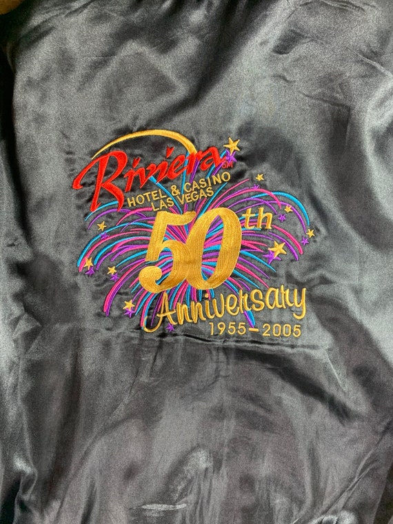 Vintage Riviera Satin Bomber, Vintage Casino Blac… - image 5