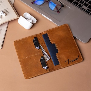 Funda de cuero para pasaporte personalizada, regalo de pasión por los viajes, estuche de cuero genuino para pasaporte, billetera de cuero para pasaporte, regalo de cumpleaños, regalo de viaje,
