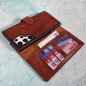 Funda de cuero para Samsung Galaxy S25, S24, S23, S22, S21, S20, Note 20, funda desmontable para teléfono, funda personalizada tipo billetera para Samsung, tarjetero para Galaxy