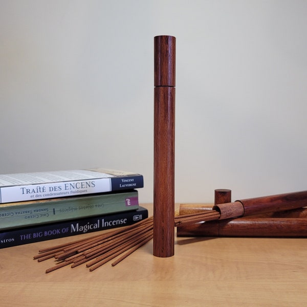 Vintage Rosewood Wooden Incense Storage Tube With Lid