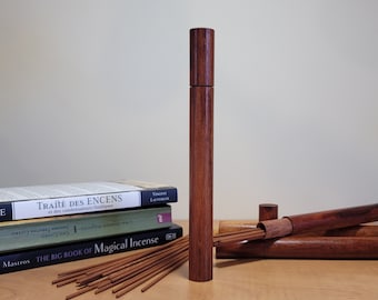 Vintage Rosewood Wooden Incense Storage Tube With Lid