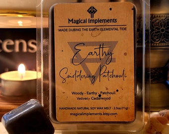 Earthy Smoldering Patchuli Scented Soy Wax Melts, Handcrafted for Earth Rituals, 2.5oz, Boosts energy in rituals linked to love & sensuality