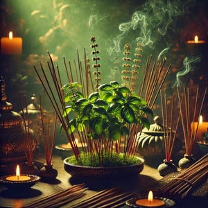 Basil Incense Sticks (Premium Quality). Purifies and promotes Harmony. Excellent for wealth rituals and money attraction