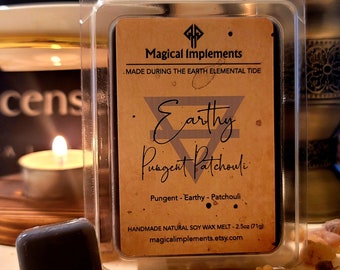 Earthy Pungent Patchuli Scented Soy Wax Melts, Handcrafted for Earth Rituals, 2.5oz. Boosts energy in rituals linked to love and sensuality