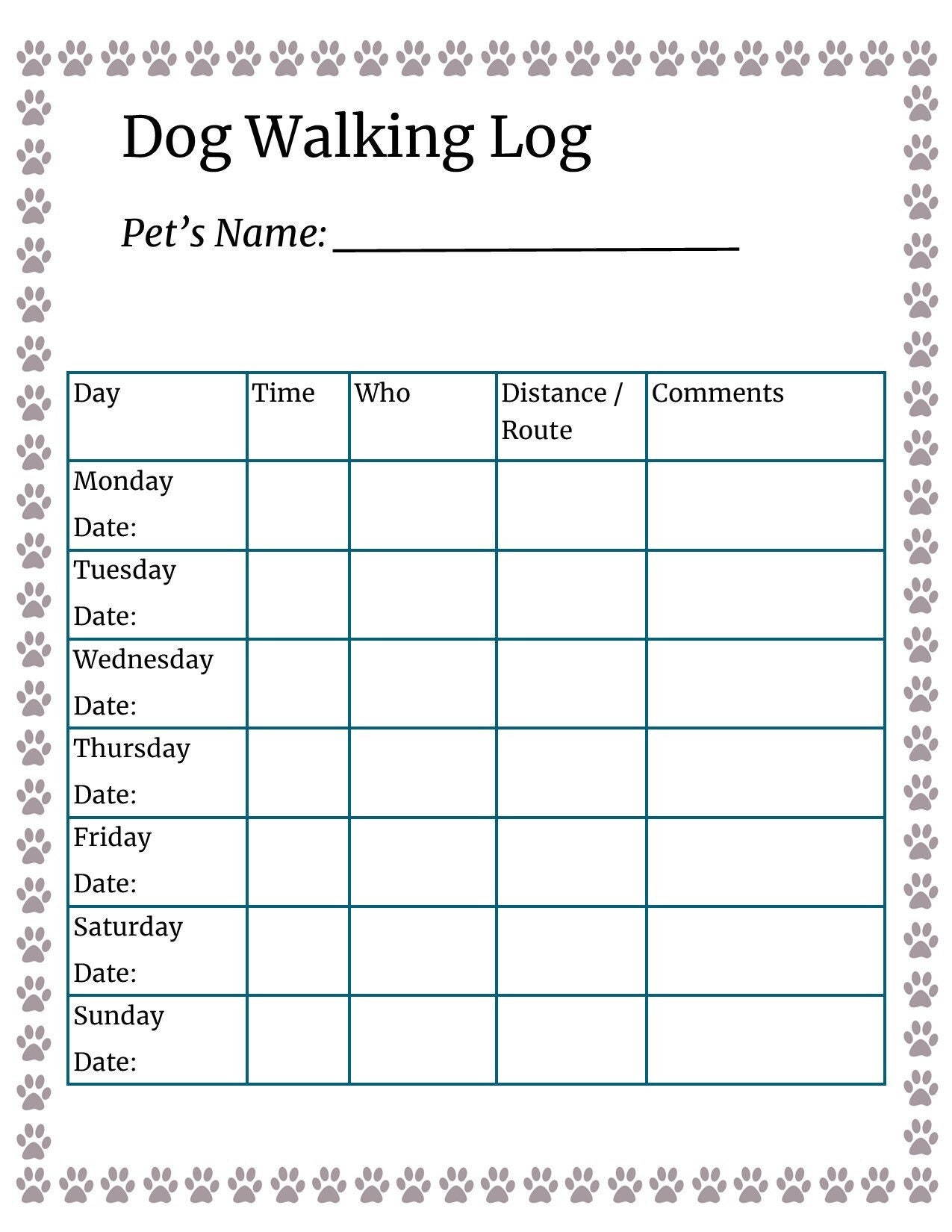 Dog 2024 walk tracker