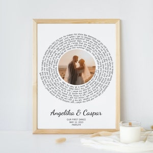Personalisierte Vinyl-Schallplatte mit Lied, erster Tanz-Vinyl-Textdruck, Hochzeitsgeschenk, anpassbares Musikgeschenk, Geschenk mit Foto