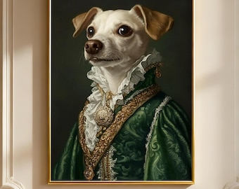 Personalized Royal Dog Portrait from Photo, Regal Pet Portrait, Custom Renaissance Dog Painting, King Pet Portrait, Royal Pet Art Decor Gift