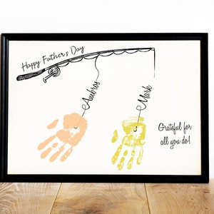Papas Team personalisierter Druck, Handabdruck DIY Craft Geschenk für Papa, bester Papa aller Zeiten, Vatertagsgeschenk für Papa Opa von Kindern Sohn & Tochter