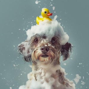 Funny Dog Portrait Bathroom, Dog Photo Bathroom Wall Art, Dog in Bathroom Picture, Home Accent, Bathroom Decor, Laundry Room Decor Poster