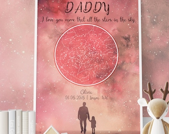 Custom Star Map for Dad, First Fathers Day Gift, Personalized Night Sky Print, Star Map by Date, New Dad Gift