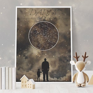 Papa, nous t'aimons plus que toutes les étoiles, cadeau personnalisé pour lui, cadeaux de fête des pères, impression ciel nocturne, impression personnalisée de carte des étoiles, cadeau pour papa