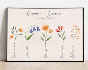 Personalized Mother's Day Gift, Birth Flower Print, Custom Birth Flower Family Bouquet, , Custom Birth Month Flower, Botanical Clipart