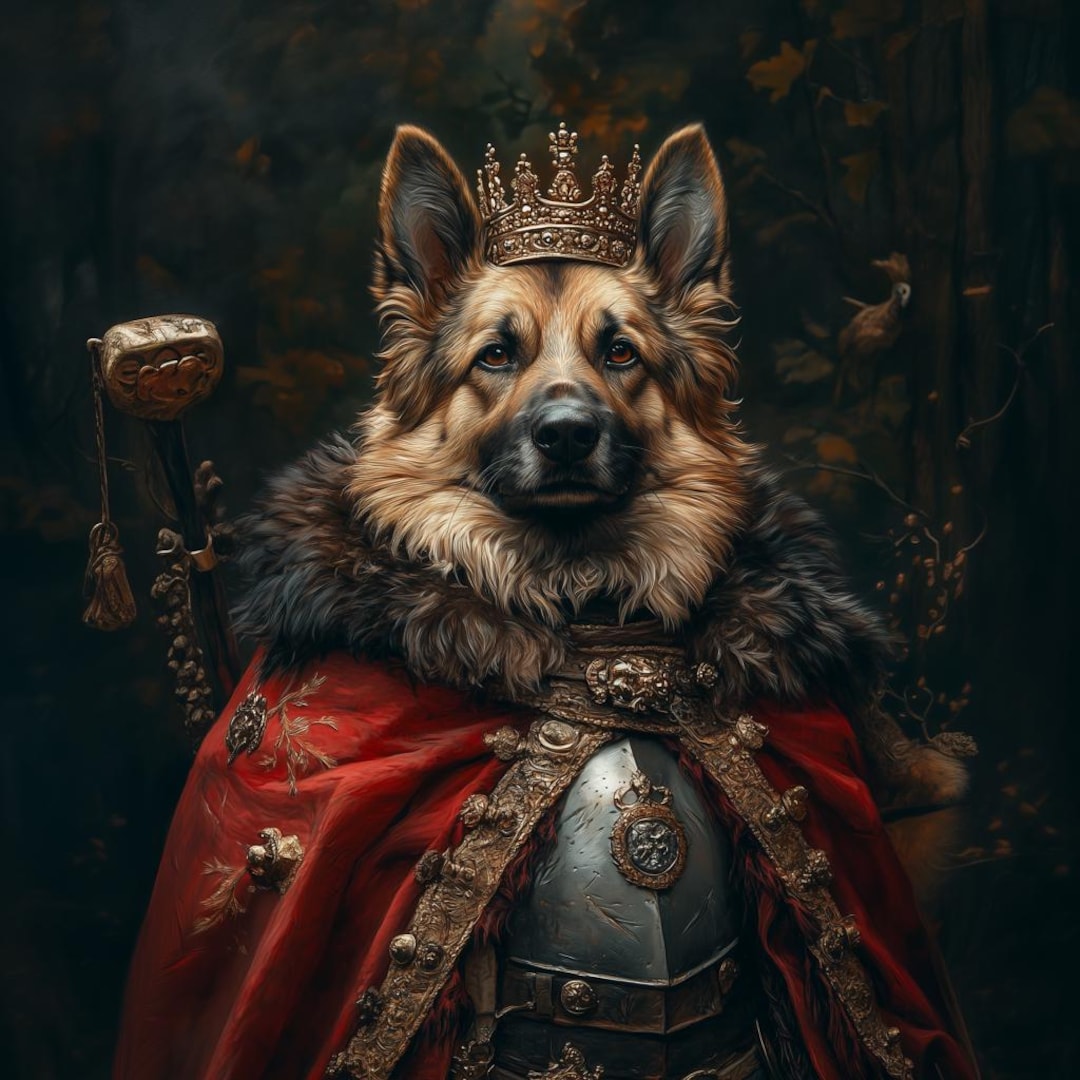 King Dog Portrait From Photo, Royal Dog Portrait, Custom Regal Pet ...