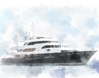 Custom Boat Portrait Painting From Photo, Custom Watercolor Boat Drawing, Boat Gift for Husband and Dad, Art Draw My Boat, Gift for Him