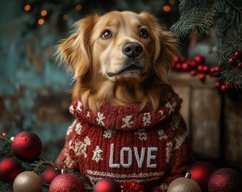 Personalized Dogs Christmas Portrait, Christmas Pet Dog Print, Funny Christmas Gift, Royal Pet Portrait, Christmas Gift, New Year Gift