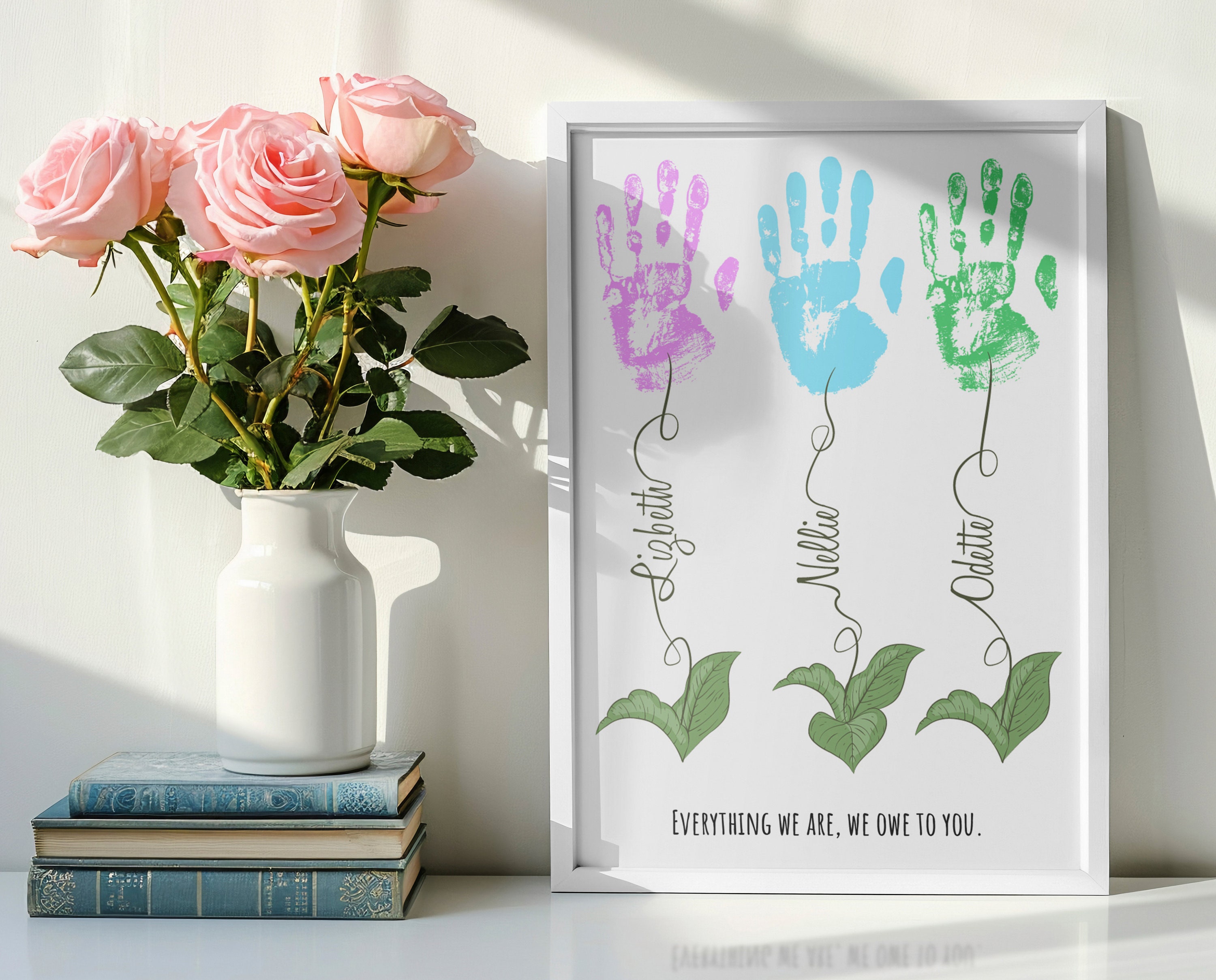 Personalized Mother’s Day Handprint Art, Custom Kids Name Flower ...