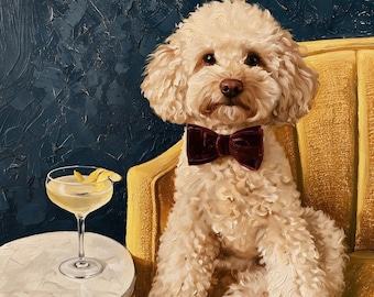 Custom Cocktail Dog Portrait, Quirky Bar Art, Veterinary Wall Poster Digital Download