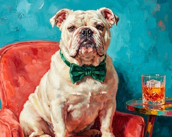 Custom Сoctail Dog Portrait from Photo, Veterinary Wall Art, Animal Drawing Wall Decor, Funny Dog Poster, Dog Lover Gift