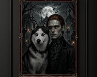 Custom Spooky Portrait from Photo, Gothic Digital Art, Creepy Cartoon Portrait for Man, Personalized Halloween Illustration
