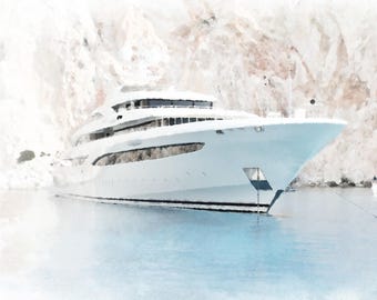 Personalized Yacht Watercolor Portrait: Custom Boat Painting (Digital)