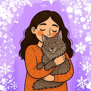 Personalized Cute Cat Owner Portrait, Custom Pet Portrait, Unique Pet Badly Drawn Poster, Painting from Photo, Memorial Gift, Pet Lover Gift