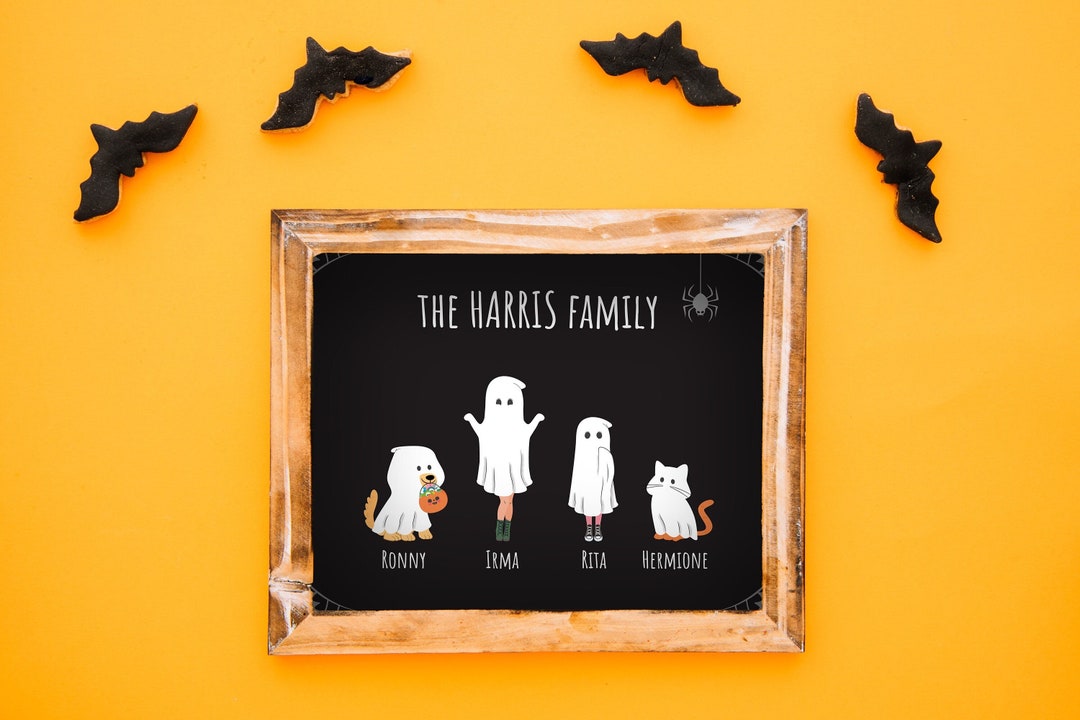 Halloween Family Sign, Personalized Ghost Family Portrait, Halloween ...