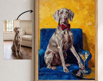 Custom Drawing From Photo Cocktail Dog Portrait, Quirky Dad Dog Gift, Veterinary Wall Art, Grooming Dog Wall Poster