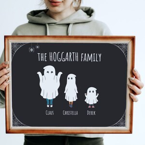 Halloween Family Sign, Personalized Ghost Family Portrait, Halloween ...