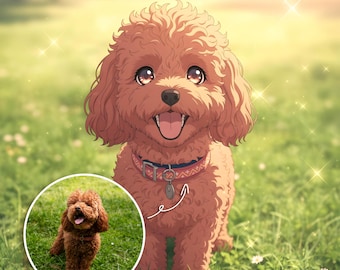 Personalized Anime Pet Portrait, Custom Anime Portrait from Photo, Anime Commission Art, Cartoon Pet Art, Custom Dog Cat Drawing Gift Idea