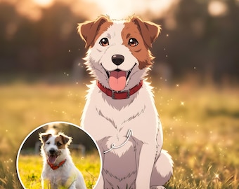 Anime Pet Portrait Custom, Anime Commission from Photo, Personalized Anime Art, Cartoon Pet Art, Anime Cat Dog Portrait, Anime Family Art