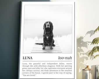Stampa personalizzata con definizione di animale domestico: poster tipografico personalizzato in bianco e nero