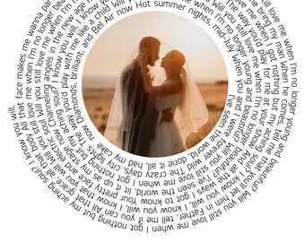 Personalized Song Lyrics Print with Photo, Custom Album Cover Art, Favorite Song Wall Poster