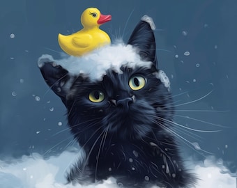 Custom Cat Portrait in Bathroom, Personalized Pet Portrait from Photo, Cat Lovers Gift, Toilet Animal Funny Portrait