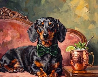 Custom Cocktail Dog Poster from Photo, Dog Lover Gift, Сoctail Pet Portrait, Dog Cafe Decor, Pet Cafe Wall Art